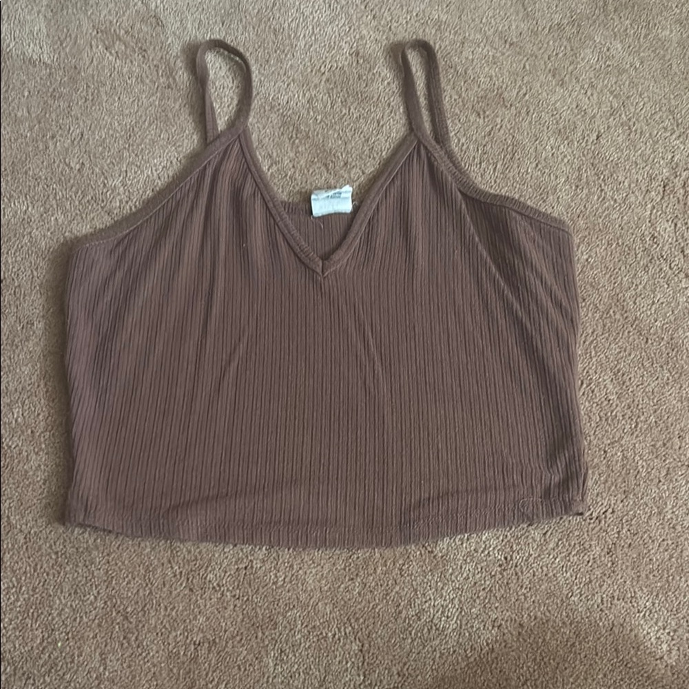 Brown Ribbed Women's Top